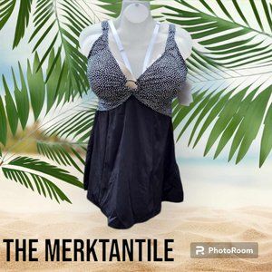 Maxine Polka Dot Black and White Padded  Swimwear Top - Womens Plus Size 20W